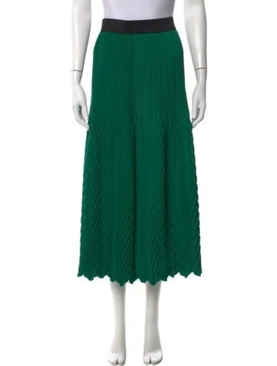 Pre-owned Maje Pleated Accents Midi Length Skirt In Green