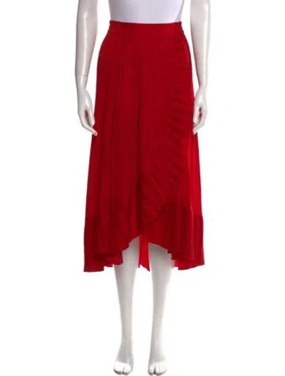 Pre-owned Maje Pleated Accents Midi Length Skirt In Red