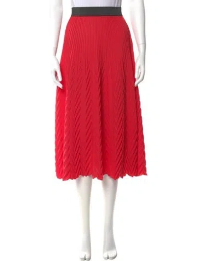 Pre-owned Maje Pleated Accents Midi Length Skirt In Red