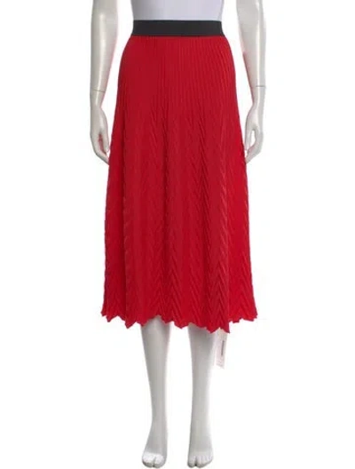 Pre-owned Maje Pleated Accents Midi Length Skirt In Red