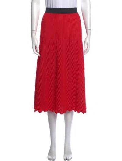 Pre-owned Maje Pleated Accents Midi Length Skirt In Red