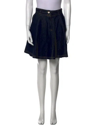 Pre-owned Maje Pleated Accents Mini Skirt In Blue