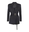 Maje Pleated Belted Blazer In Blue