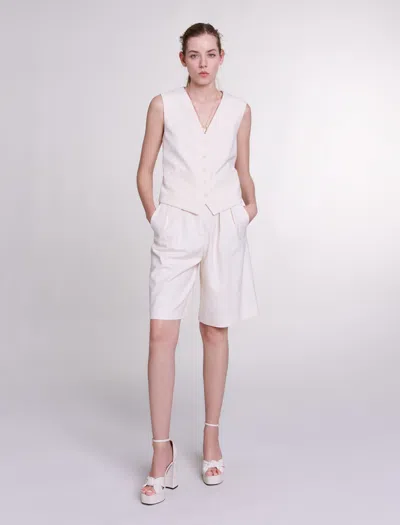 Maje Women's Pleated Bermuda Shorts In Ecru