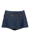 Maje Pleated Buckle-fastening Mini Skirt In Blue