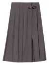 PLEATED BUCKLED MIDI SKIRT