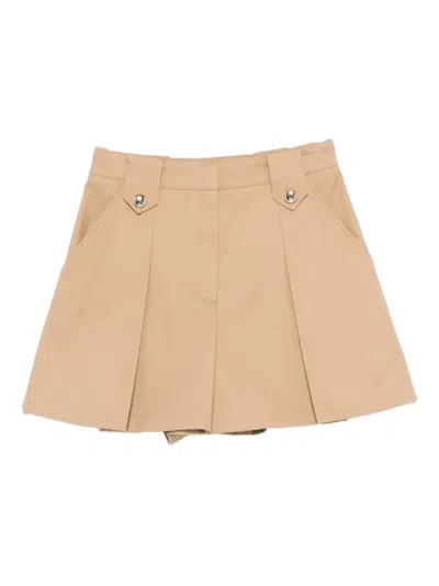 Maje Pleated Buttoned Shorts In Brown