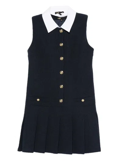 Maje Pleated-collar Dress In Black
