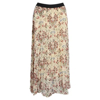 Maje Pleated Floral Maxi Skirt In Multicolor Viscose