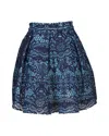 Maje Pleated Guipure Lace And Mesh Mini Skirt In Blue Polyester In Blue