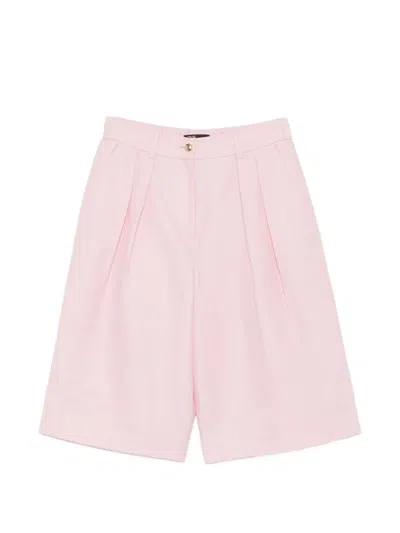 Maje Pleated High-waisted Shorts In Pink