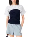 Maje Pleated Jersey Top In Multi