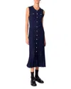 Maje Tie-dye Ribbed Maxi Dress In Navy