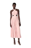 Maje Riconil Pleated Midi Dress In Pink