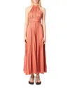 Maje Revillota Pleated Maxi Dress In Terracota