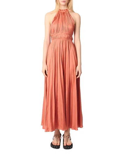 MAJE PLEATED MAXI DRESS