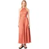 Maje Revillota Pleated Maxi Dress In Terracota