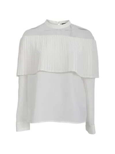 Pre-owned Maje Pleated Mesh Blouse In White