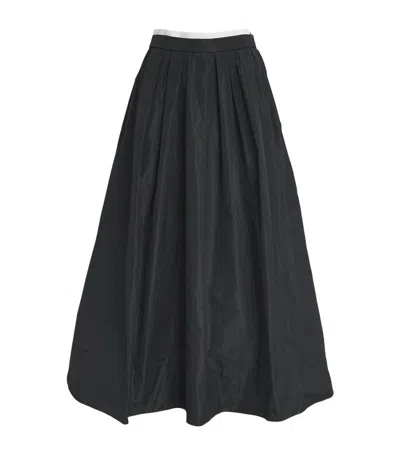 Maje Pleated Midi Skirt In Black
