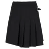 Maje Pleated Mini Asymmetrical Skirt In Black Wool In Black