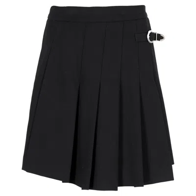 Maje Pleated Mini Asymmetrical Skirt In Black Wool