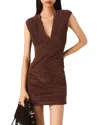 Maje Pleated Mini Dress In Brown