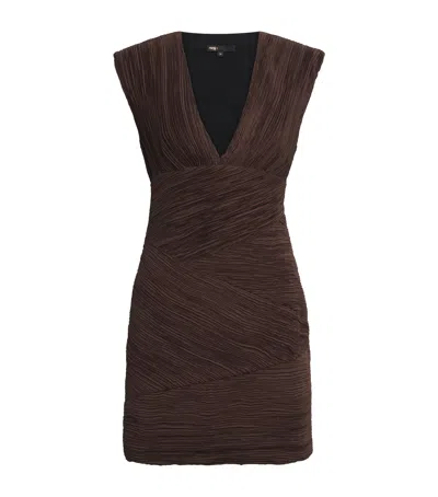 Maje Pleated Mini Dress In Brown