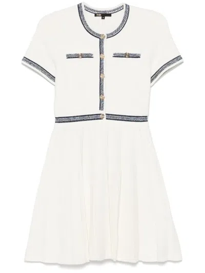 Maje Pleated Mini Dress In White