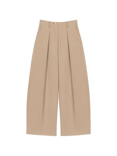 Maje Pleated Pallazo Pants In Neutral