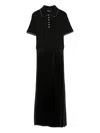 Maje Womens Black Polo-collar Knitted And Woven Maxi Dress In Black