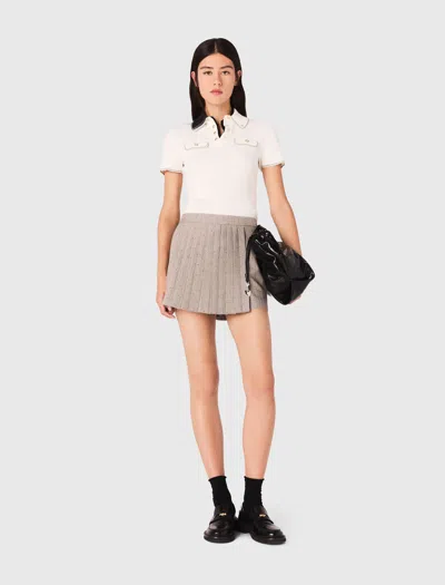 Maje Pleated Rhinestone Skort In Neutral