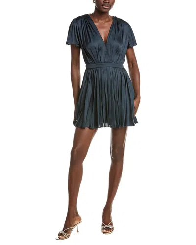 Maje Pleated Satin Mini Dress In Blue