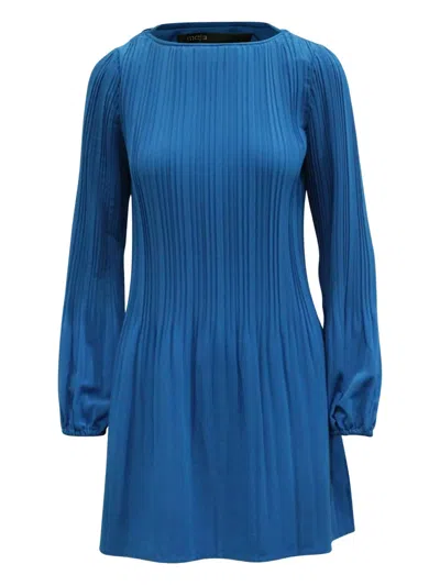 Pre-owned Maje Pleated Shift Dress In Blue