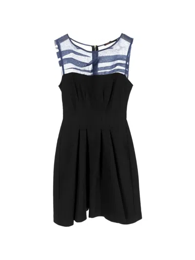 Pre-owned Maje Pleated Sleeveless Mini Dress In Black