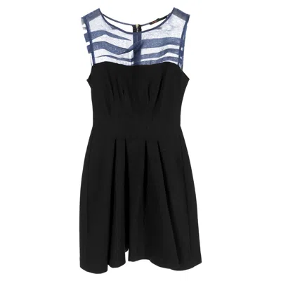 Maje Pleated Sleeveless Mini Dress In Black Polyester