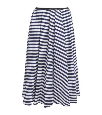 Maje Pleated Stripe Midi Skirt In White