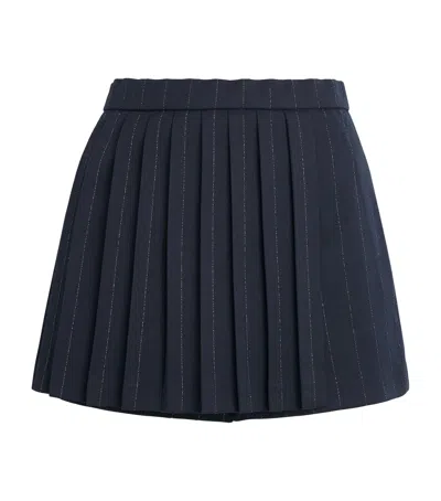 Maje Pleated Stripe Shorts In Blue