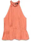 Maje Leville Pleated Peplum Top In Orange
