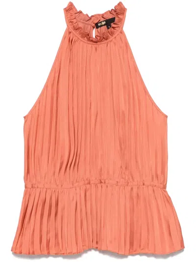 Maje Leville Pleated Halter Top In Terracotta In Brown