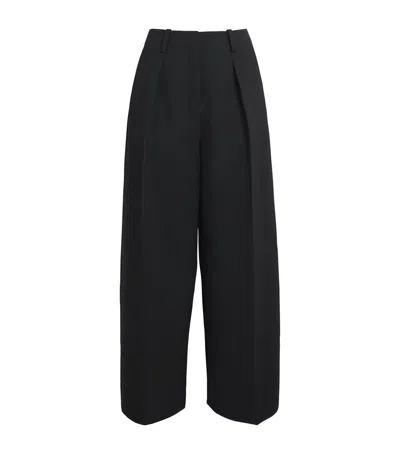 Maje Pleated Wide-leg Trousers In Black