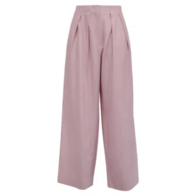 Maje Pleated Wide-leg Trousers In Pink Linen