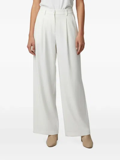Pre-owned Maje Pleated Wide-leg Trousers In White