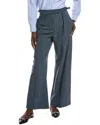 Maje Pleated Wool-blend Pant In Blue
