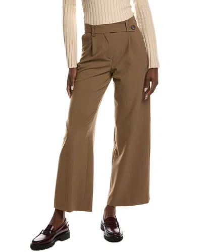 Maje Pleated Wool-blend Pant In Brown