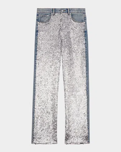 Maje Plim Sequined Jeans In Blue Sky