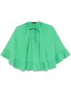 Maje Womens Verts Tie-neck Relaxed-fit Pleated Woven Blouse In Green