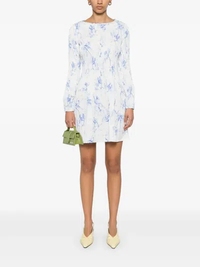 Maje Plissé-detailed Mini Dress In Blue