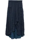 Maje Plissé Midi Skirt In Blue