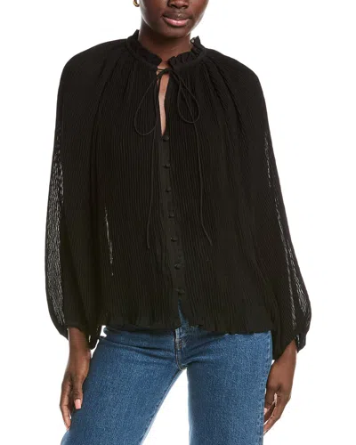 Maje Plisse Shirt In Black