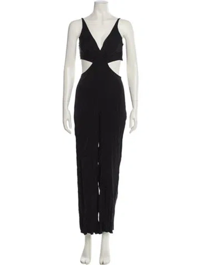 Pre-owned Maje Plunge Neckline Jumpsuit In Black